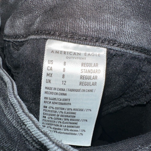 American eagle ripped skinny jeans size 8 high waist black - Picture 3 of 3